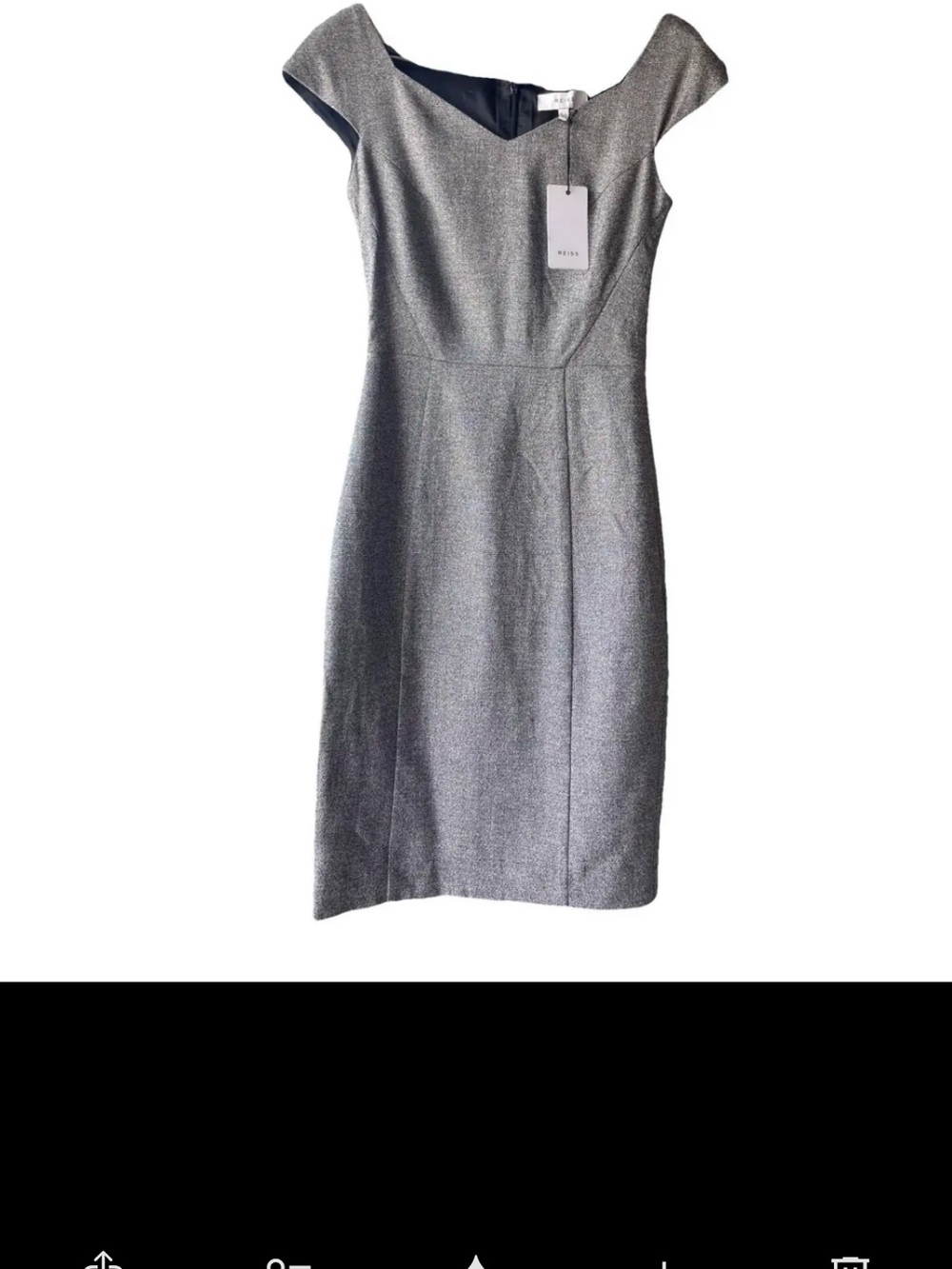 Reiss Silver Sheen Off-Shoulder Midi Dress